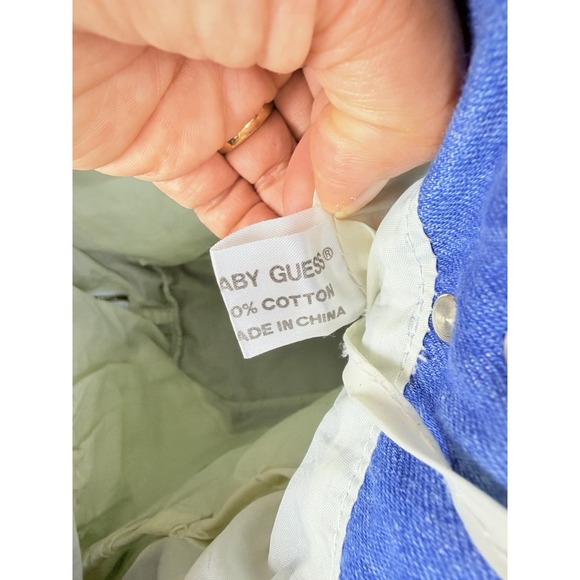 Vintage Baby Guess Denim Gingham Backpack Purse Y2K Rare Logo Bag Blue - Picture 6 of 16